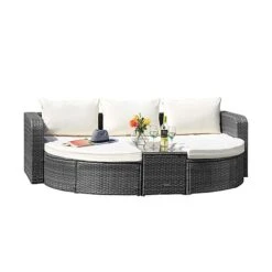 Firenze Five-Section Rattan Daybed - Dark Grey -Fresh Planty Shop G2580 FIRENZE RATTAN DAY BED LS CO 1